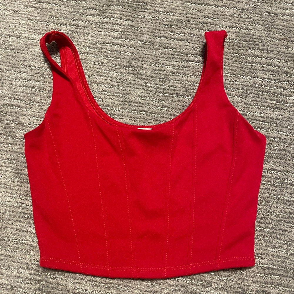 Red corset style tank top
